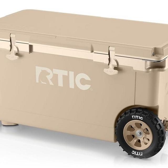 RTIC 72 Quart Ultra-Light Wheeled Cooler Hard Insulated Portable Ice Chest Box for Beach, Drink, Beverage, Camping, Picnic, Fishing, Boat, Barbecue, 30% Lighter Than Rotomolded Coolers