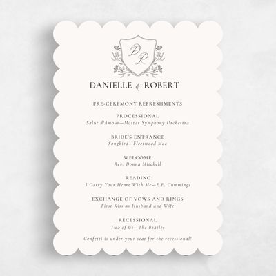 Beige Scalloped Wedding Program - Brooklea