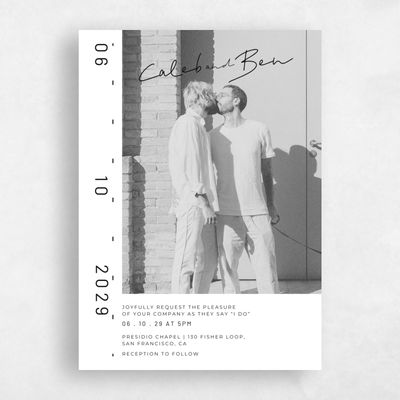 White Wedding Invitation - Garret Photo