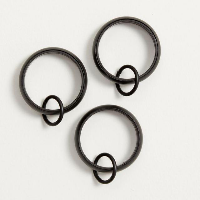 Matte Black Quiet-Glide Double Curtain Round Rings, Large, 1.25", Set of 10