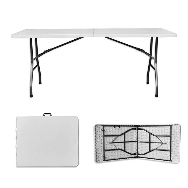 Gnomiya 6ft Folding Tables, Heavy Duty HDPE Plastic Portable Folding Table, Utility Indoor Outdoor Foldable Dining Table for Parties, Backyard Events