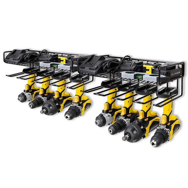 WellMall Garage Organization and Drill Storage - 2 Pack Power Tool Organizer Wall Mount Style, Great for Power Tool Drill as Tool Utility Shelves & Tool Rack, Perfect for Father's Day