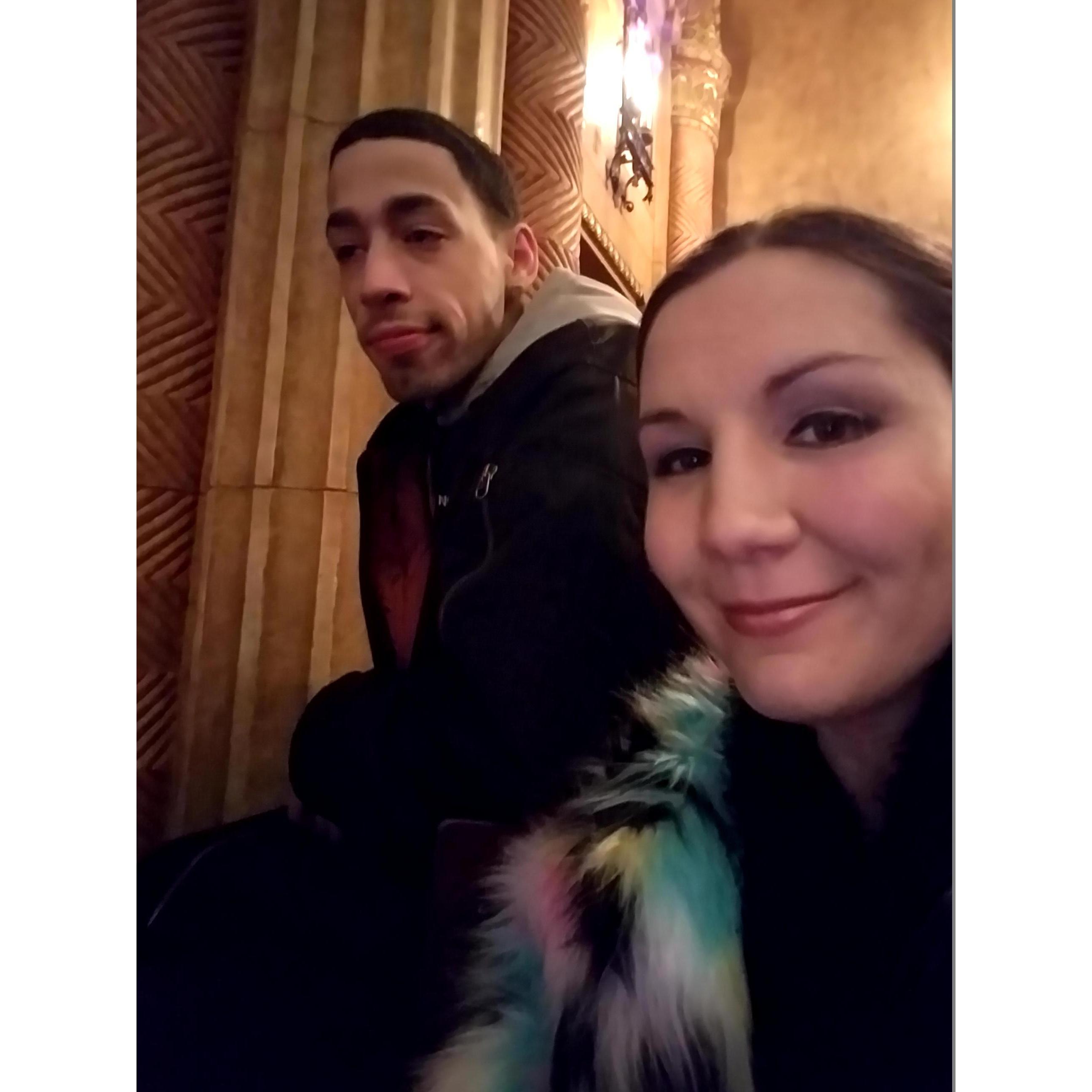 I won lottery tickets to another Broadway show. Look at how "thrilled" Cody is to watch the show. Little did he know at the time that I would drag him to many more Broadway shows in the future.