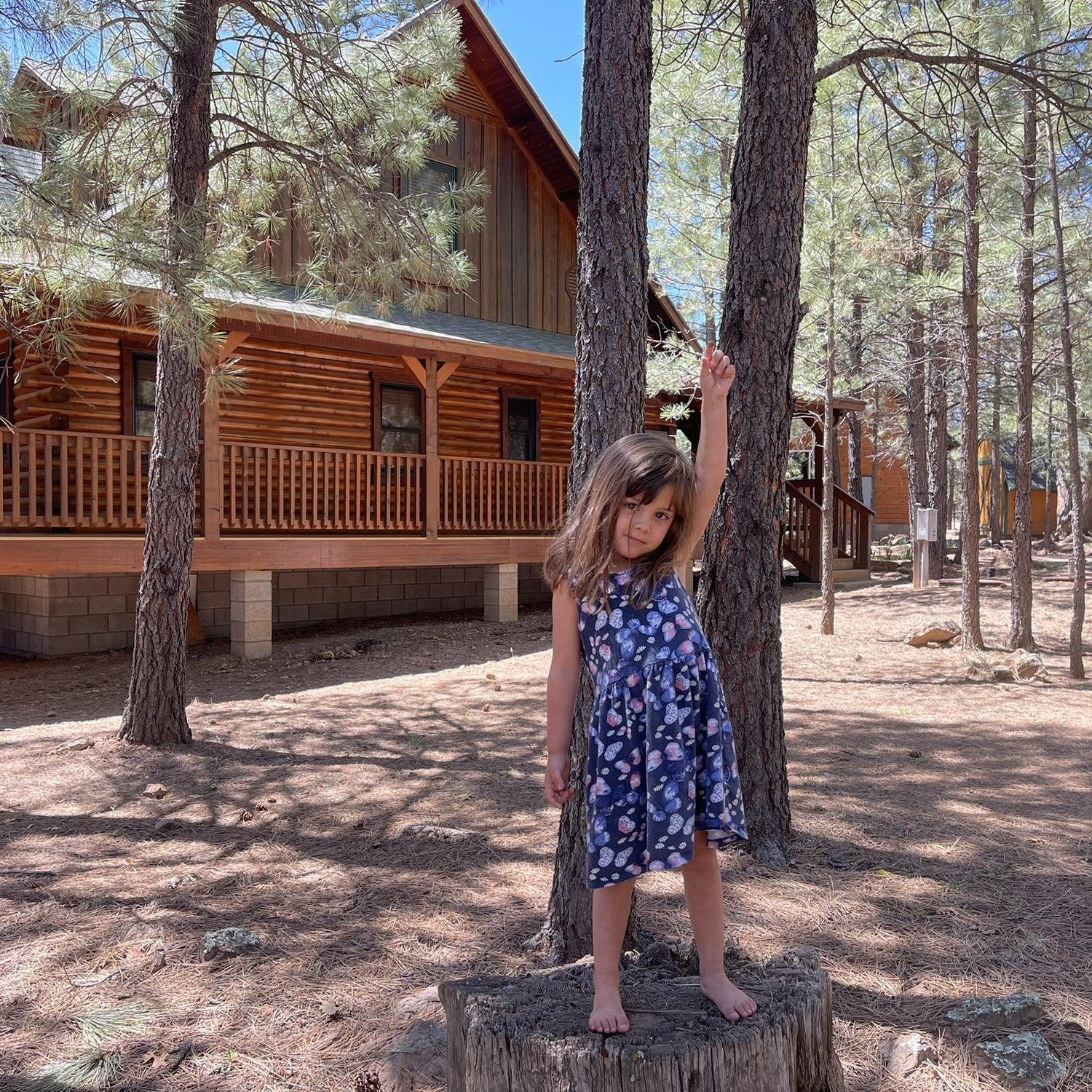 Lucy at the cabin, aka Wedding Venue :)