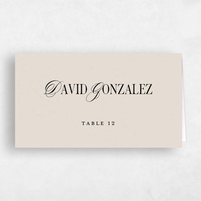 Classic Greige, Beige Wedding Place Card - St Lucia