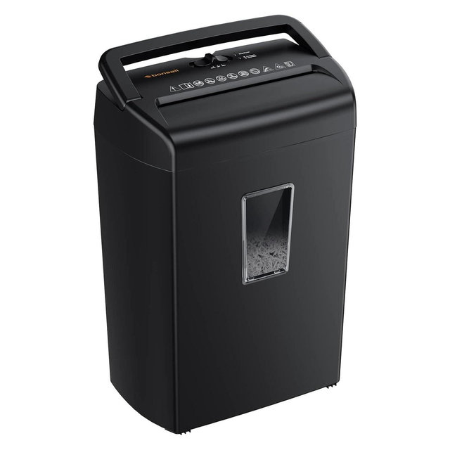 Bonsaii 10-Sheet Cross Cut Paper Shredder, 5.5 Gal Wastebasket with Transparent Window, P4 Security Level
