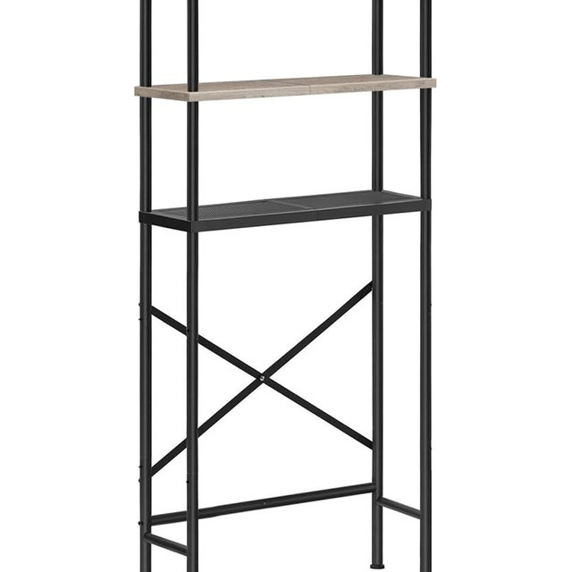 HOOBRO Over The Toilet Storage, 3-Tier Over Toilet Bathroom Organizer, Freestanding Above Toilet Shelf with Adjustable Feet, Space Saving, Easy Assembly, Greige and Black BG63TS01