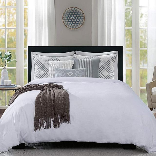 HOMBYS Oversized King Duvet Cover for 120"x98" Comforter, 100% Cotton Comforter Cover, Soft and Breathable White Duvet Protector with Zipper Closure