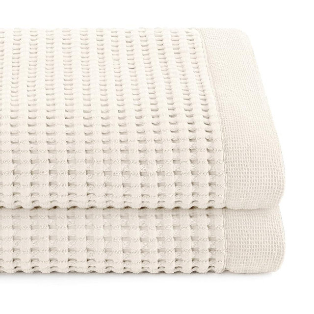 GILDEN TREE Waffle Towels for Bathroom Luxury Bath Towels, 100% Cotton Bath Towels, Quick Dry Towel, Thin Super Absorbent Lint Free Shower Towels, Bath Towels Set of 2, Modern Style (Cream)