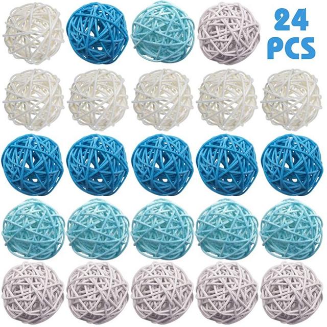 DomeStar Rattan Ball, 24PCS 2 Inch Wicker Ball Decorative Ball Orbs Vase Fillers