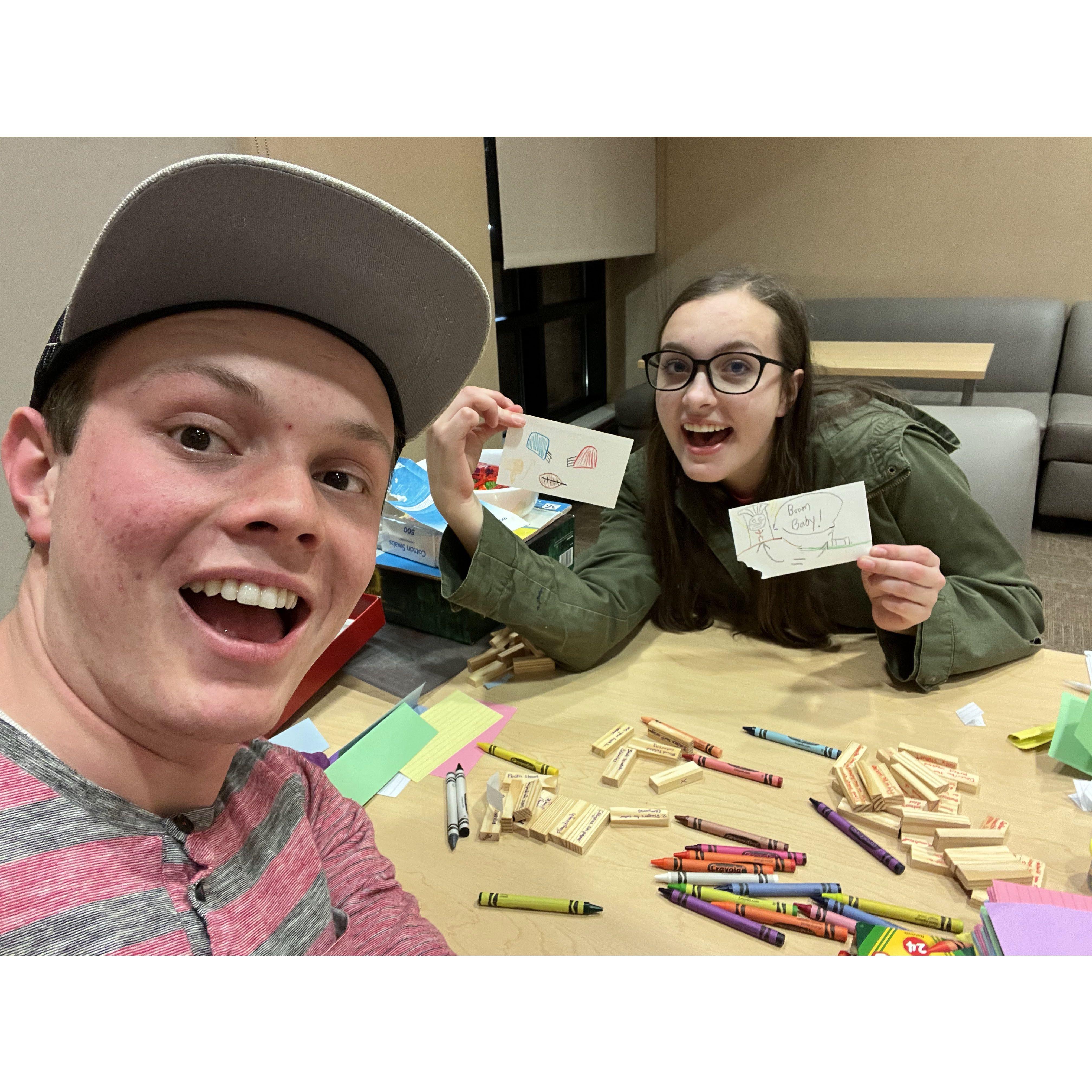 Morgan makes the MOST creative dates. This was arts and crafts jenga.