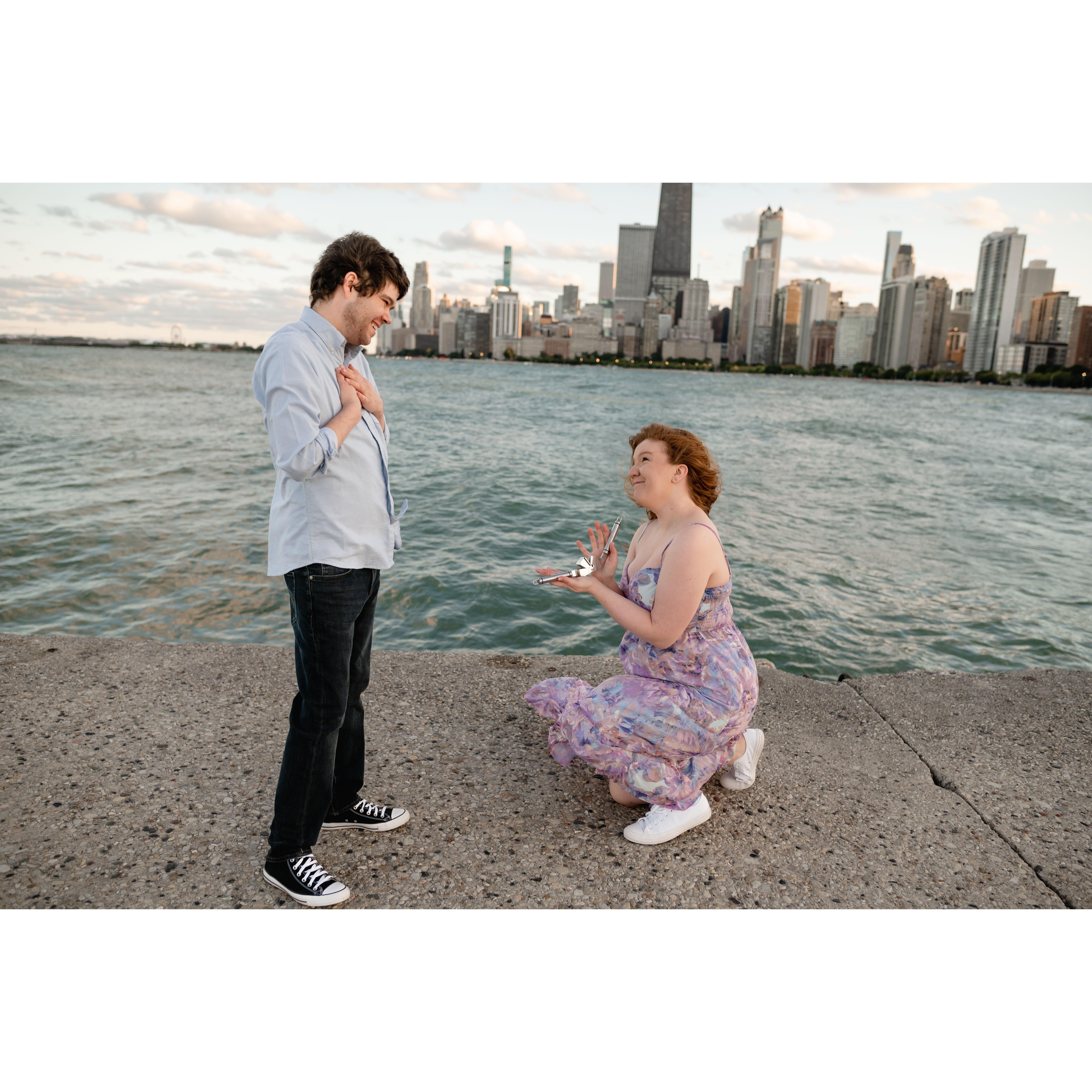Tyler got an engagement garlic press later in the night he proposed. It's quite a story. If you haven't heard it, ask us sometime.