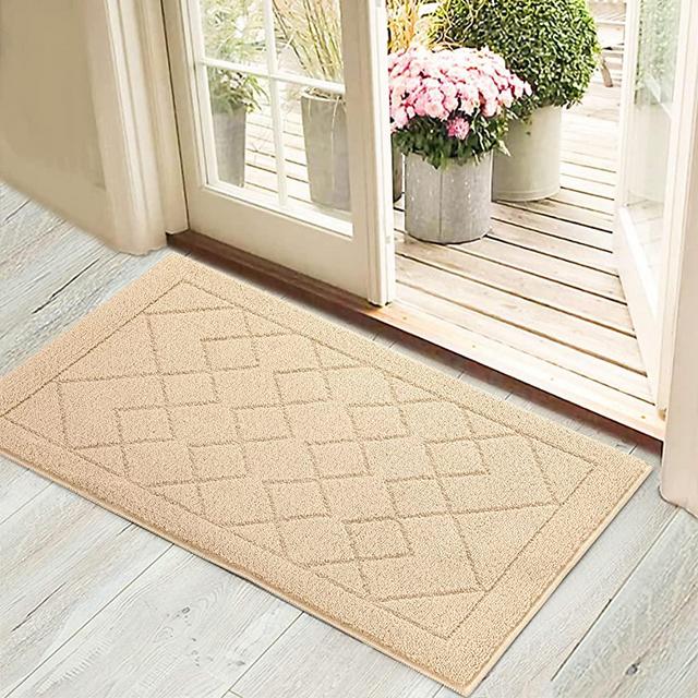 REFETONE Indoor Doormat, Premium Front Back Door Rug Rubber Backing Non Slip Door Mat Super Absorbent Resist Dirt Entrance Rug Inside Floor Mats Machine Washable Low-Profile - 24 x 36 Inches, Golden