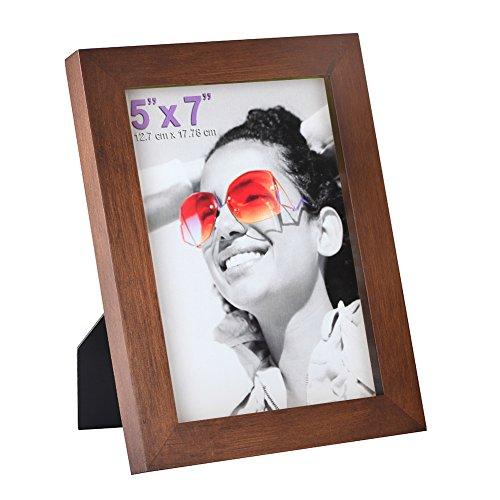 RPJC 5x7 Picture Frames Made of Solid Wood High Definition Glass for Table Top Display and Wall Mounting Photo Frame Brown