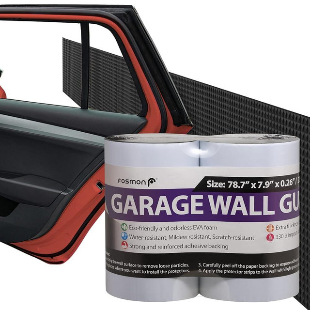 Fosmon Garage Wall Protector 78"x7.8"x0.25" (2 Roll), Diamond Shape EVA Foam (Withstand Up to 300LB Impact) with Fiberglass Mesh Self Adhesive Foam Strip for Car Door Bumper Guard Parking Assist