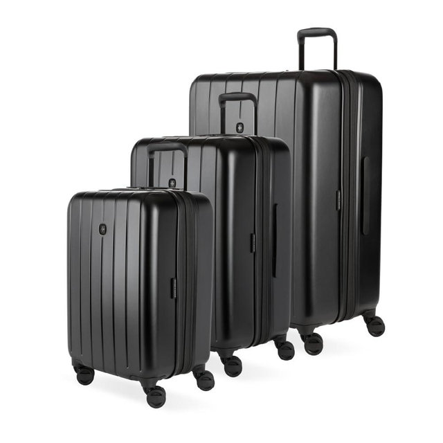 SwissGear Waderlust Pro Hardside Expandable Luggage with Spinner Wheels, Black, Set (20/24/28)