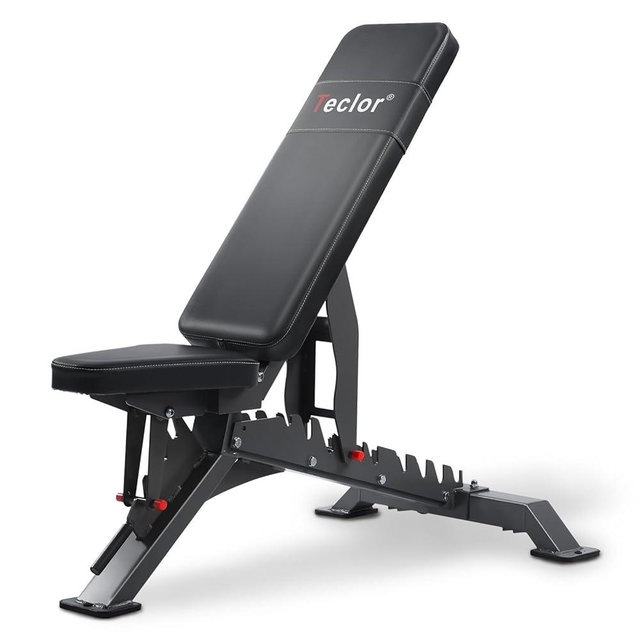 Teclor Commercial Adjustable Weight Bench with 1400LB Capacity for Home Gym, Flat/Incline/Decline Bench - Bench Press 2.2" Thick Pad,Black