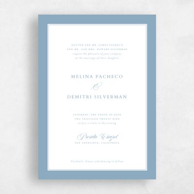 Dusty Blue Wedding Invitation - Newport Portrait