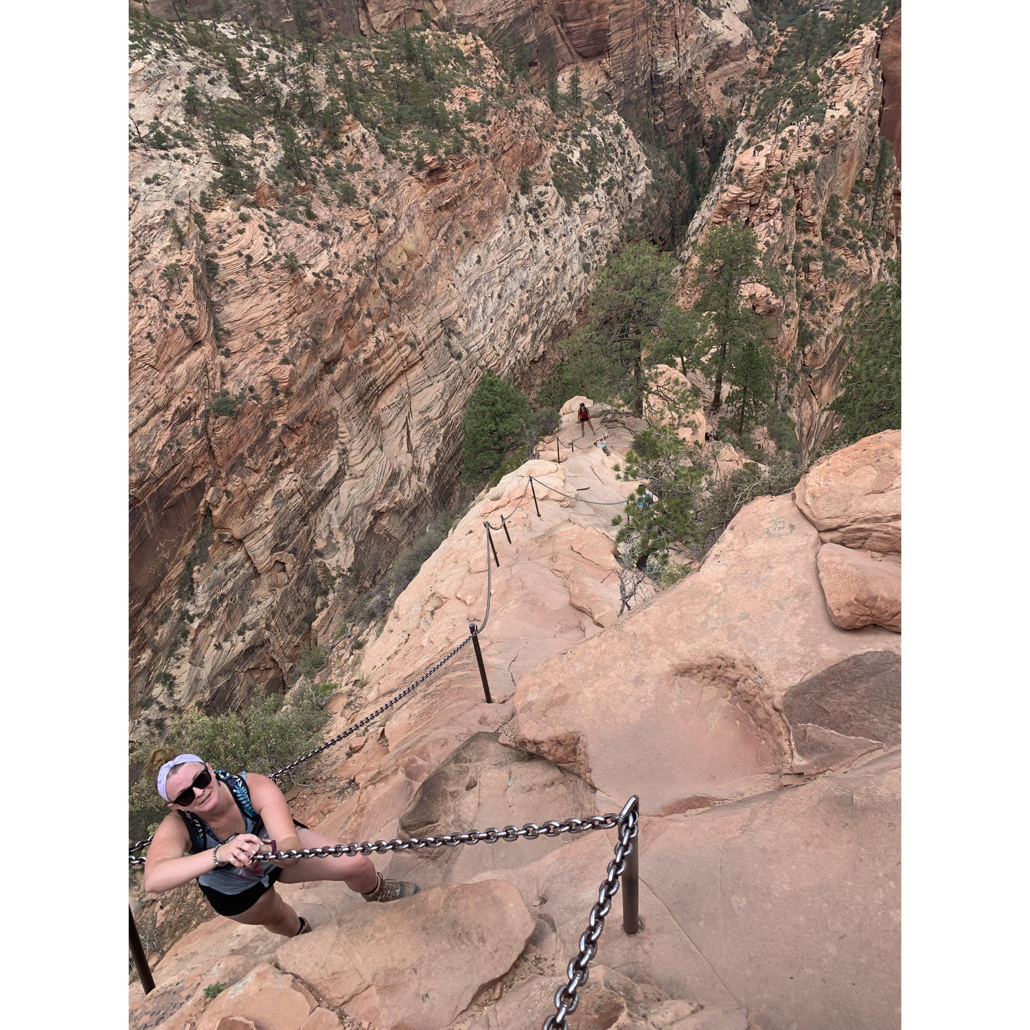 Aly struggling her way up Angel's Landing, Zion National Park, July 2022