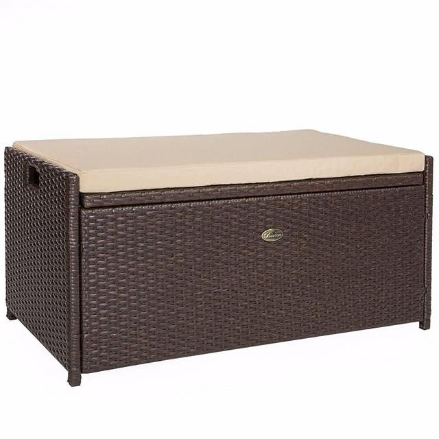 Barton Outdoor Patio Deck Box Storage with Cushion Pad All-Weather Water Resistance, Brown