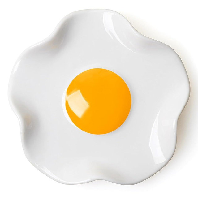 Cool Fried Egg Spoon Rest-Handmade Ceramic Cooking Spoon Holder-Cute Spoon Rest for Stove Top-FunKitchen Utensil Holders-Food-Safe Ladle, Spatula Rests-Unique Kitchen Gadgets Accessories(Organic Yolk)