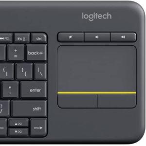 Logitech K400 Plus Wireless Touch TV Keyboard with Easy Media Control and Built-in Touchpad, HTPC Keyboard for PC-Connected TV, Windows, Android, ChromeOS, Laptop, Tablet - Black
