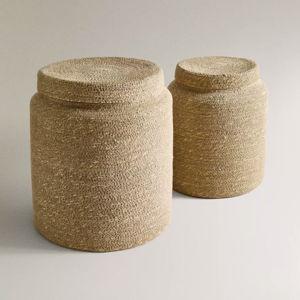 PAIR OF SEAGRASS BASKET WITH LID