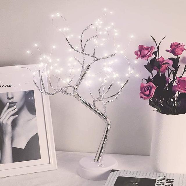 Qunlight Upgraded Copper Wire Tree Branch Decorative No Heat Lights,USB&Battery Powered,20Inch 108 Warm White LED,Table Lamp for Home Decoration,Wedding Sign(Warm White) (108LED, Cool White)