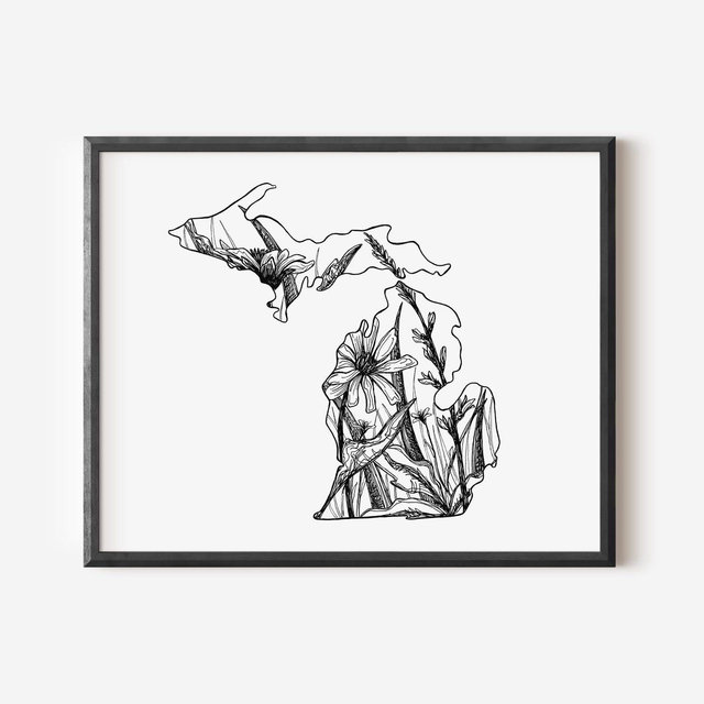 Michigan Floral Art Print