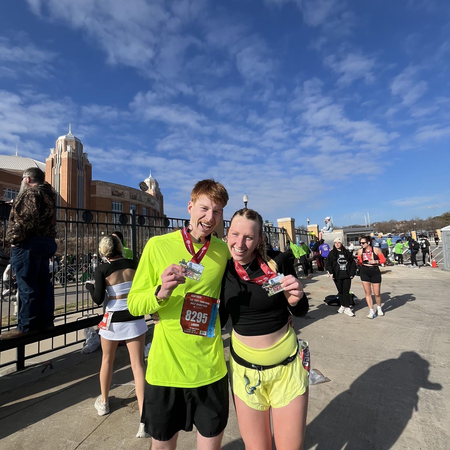 We trained for the Cowtown Half Marathon together- Landon is a great coach!