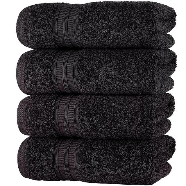 Hammam Linen Black Hand Towels 4-Pack - 16 x 30 Turkish Cotton Premium Quality Soft and Absorbent Small Towels for Bathroom