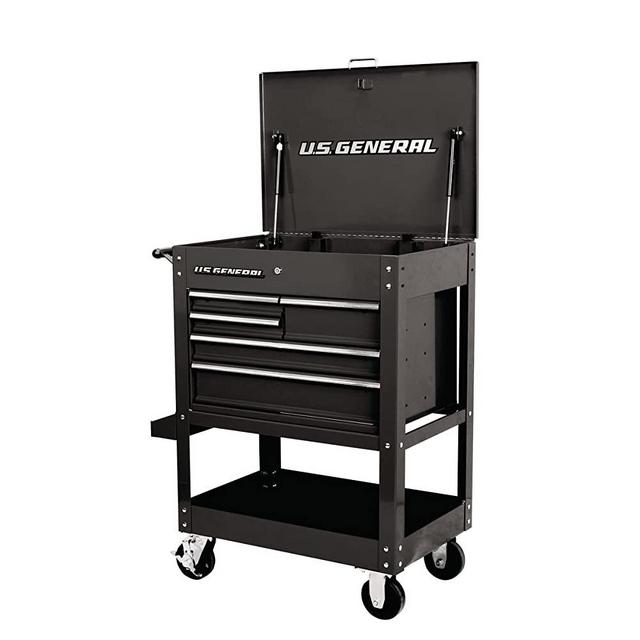 30 in. 5 Drawer Mechanic's Tool Cart Cabinet - Black