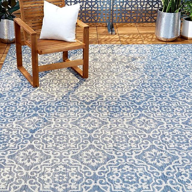 Home Dynamix Patio Country Danica Outdoor Rugs, 6'6"x9'2" Rectangle, Blue/Gray