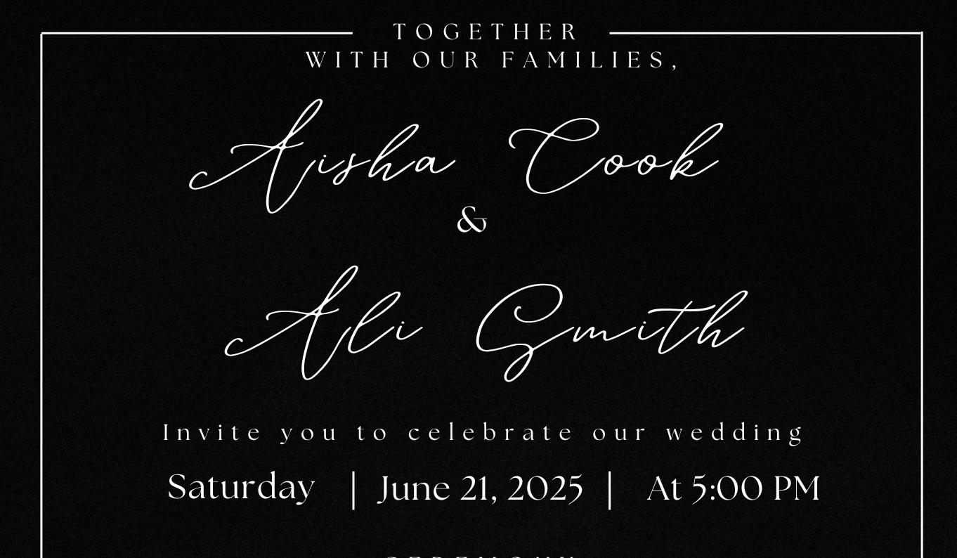 The Wedding Website of Aisha Cook and Ali Smith