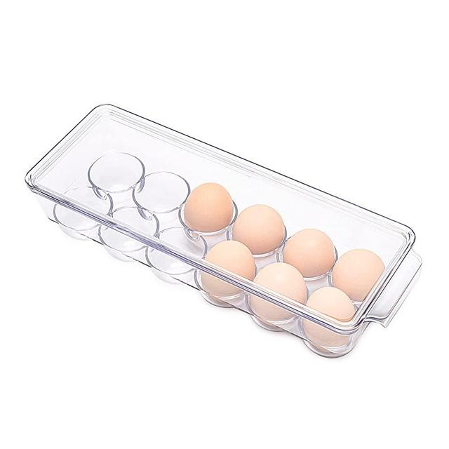 Ambergron 12 Eggs Holder for Refrigerator, Clear Egg Container for Fridge, Kitchen
