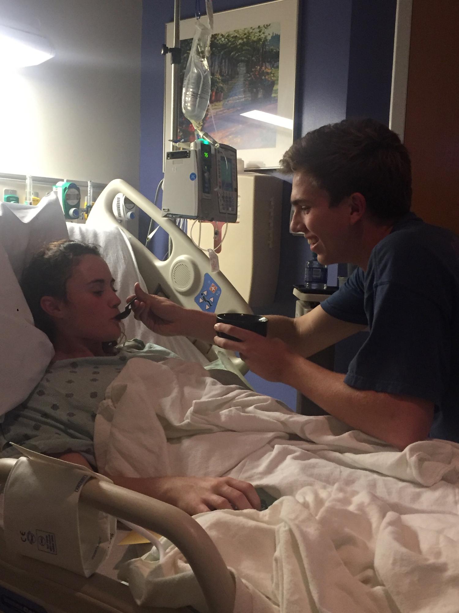 John visited me in the hospital after my appendix burst during our exams freshman year. He drove from Athens to Greenville twice that week to check on me and celebrate my birthday! -Emma 🤍