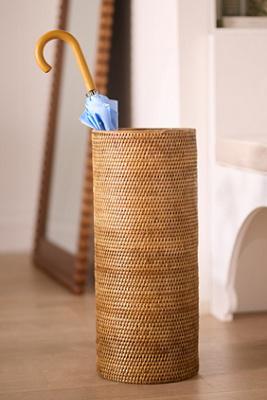 Rattan Round Umbrella Basket with Drip Tray