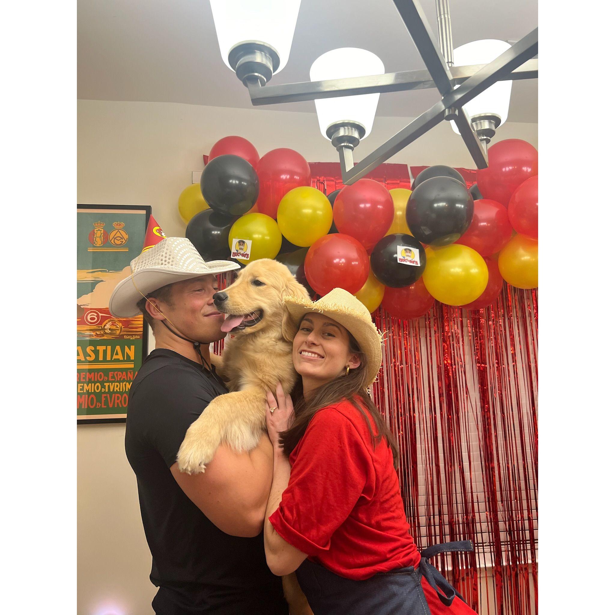 Auntie Allison and Uncle Kyle with Frankie, the best dog in the world.