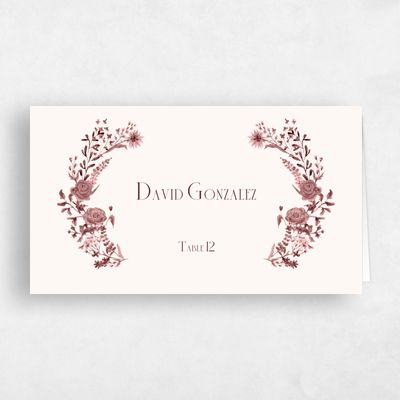 Maroon, Red Wedding Place Card - Merryton