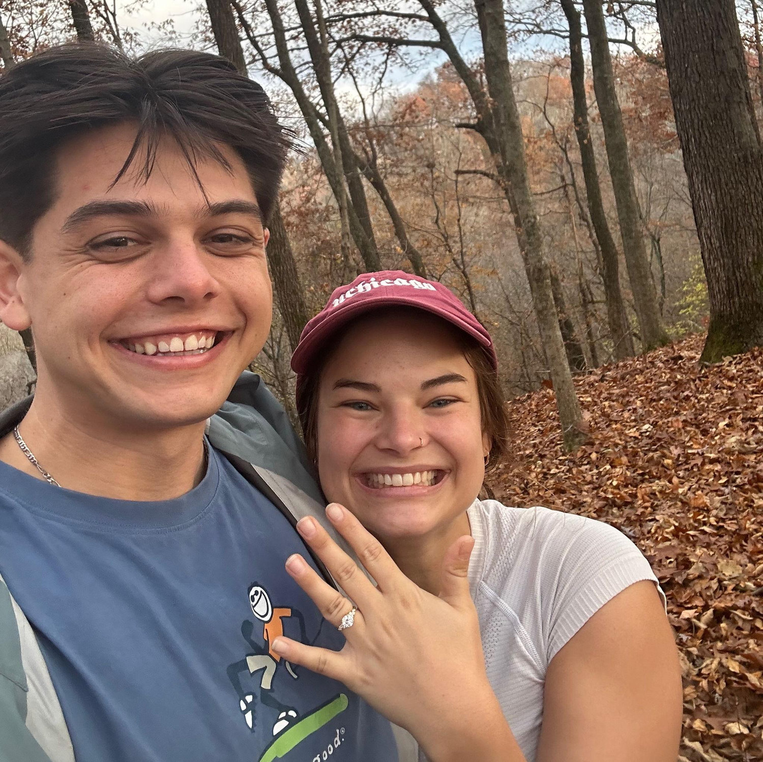 Right after Christian proposed on a hike in Nashville