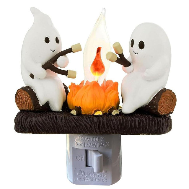 Ghost Campfire Nightlight, Ghost Flickering Night Light, Campfire Flame Halloween Nightlight