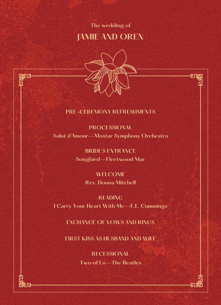Ames | Red | Zola Wedding Programs