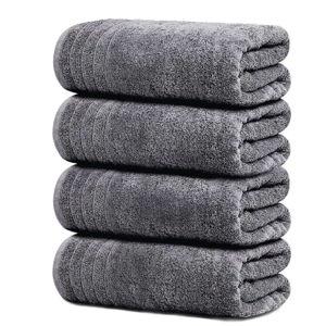 Tens Towels Pack of 4 Extra Large Bath Towels 30 x 60 Inches, 100% Cotton, Larger & Lighter Weight, Quicker to Dry, Super Soft and Absorbent, Perfect for Bathroom, Dark Grey