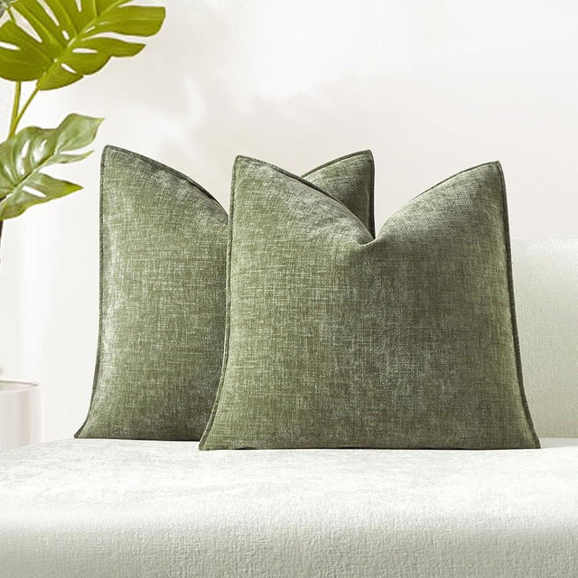JUSPURBET 26x26 Pillow Covers Set of 2 Decorative Throw Pillow Covers Case for Couch Sofa Bed Soft Chenille Cushion Covers with Hidden Zipper for Home Decor Living Room,Sage