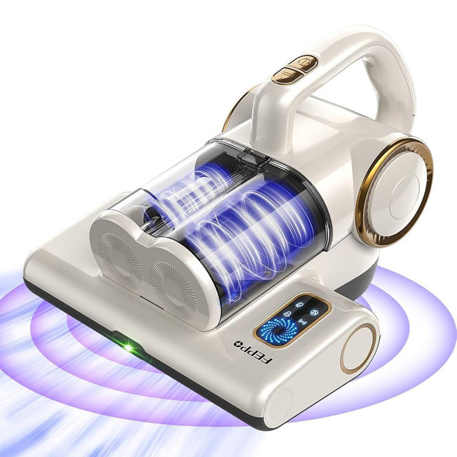 FEPPO Mattress Vacuum Cleaner, 16Kpa Bed Vacuum Cleaner with 253.7nm UV-C Light, 140°F Heat, HEPA Filter & Ultrasonic, Versatile Handheld Vacuums for Bed, Sofa, Couch, Crib(Corded, 500W)
