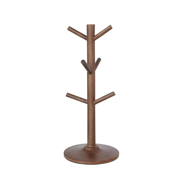 Creative Co-Op Mango Wood Mug Holder, Walnut Finish