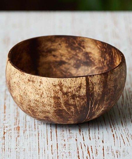 Dark Brown & Tan Coconut Bowl