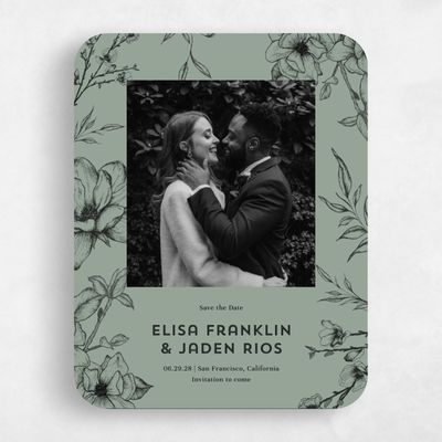 Green Rounded Wedding Save the Date - Birkenfeld Photo
