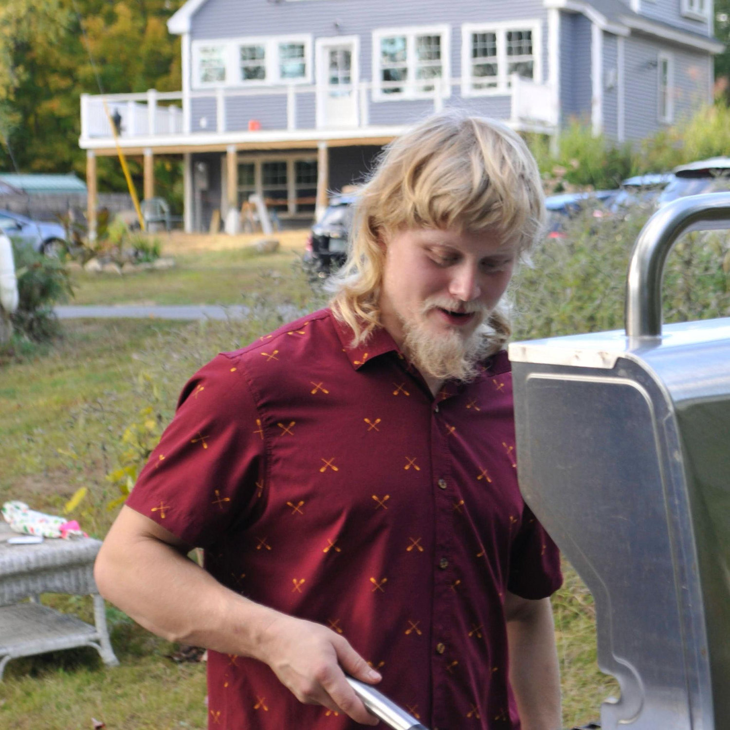 One of Warren's groomsmen, Perry, chefing it up at our engagement party!