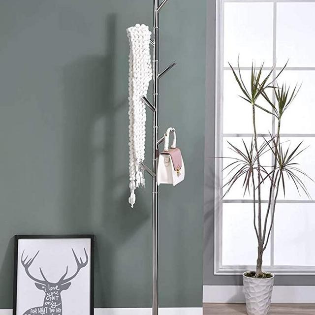 Kings Brand Furniture - 6 Hook Metal Hall Tree Hat & Coat Rack Stand, Chrome